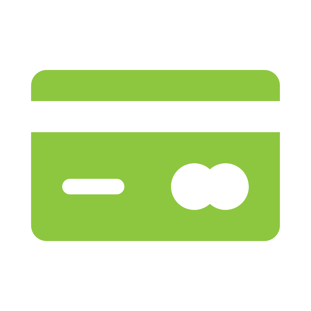 green icon of debit card