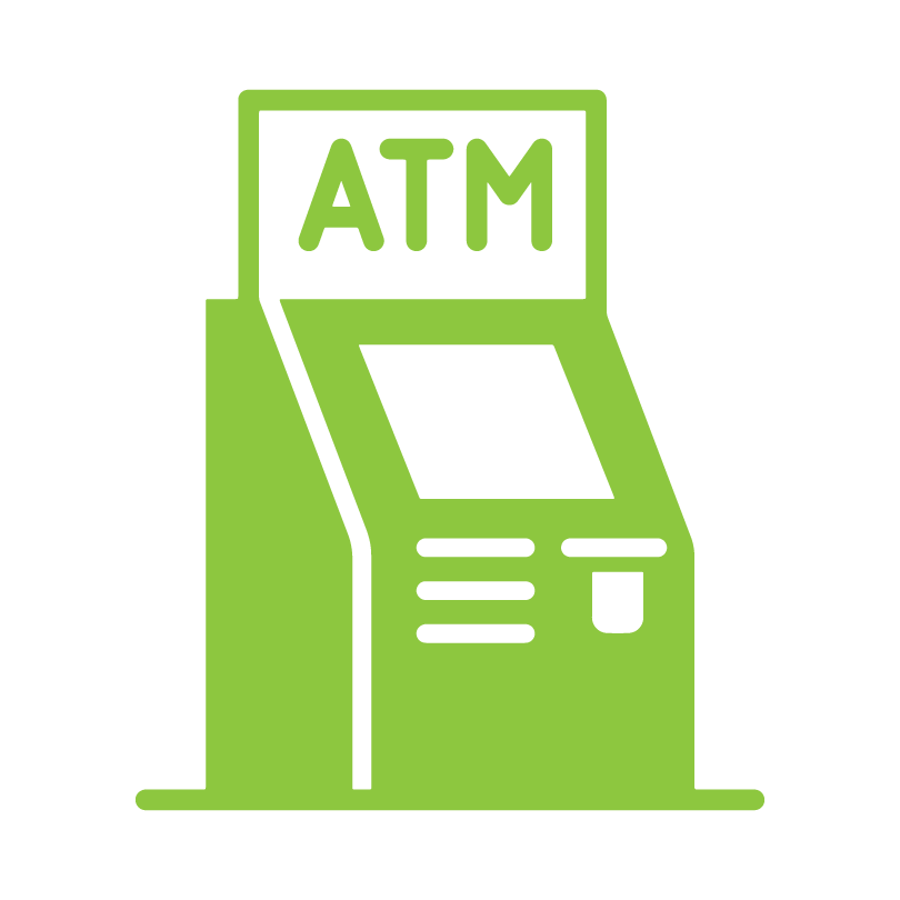 green icon of an ATM