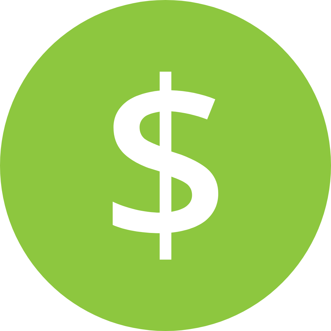 green circle with white icon of a USD dollar symbol