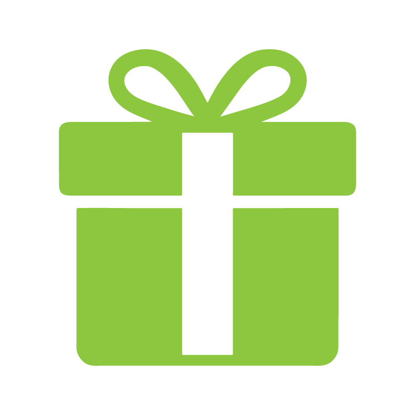 green icon of a wrapped present box