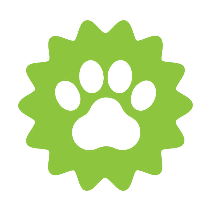 green icon of a stamp with a paw print on it