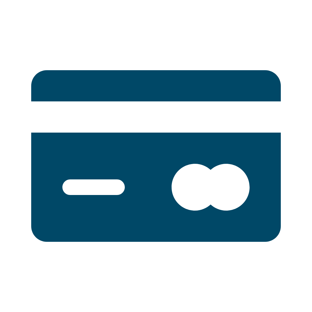 blue icon of a debit card