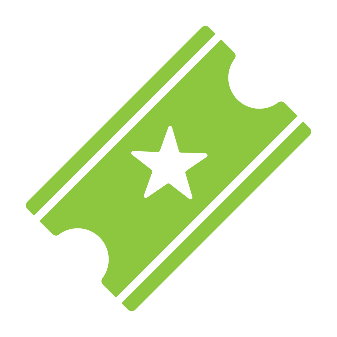 green icon of a raffle ticket stub