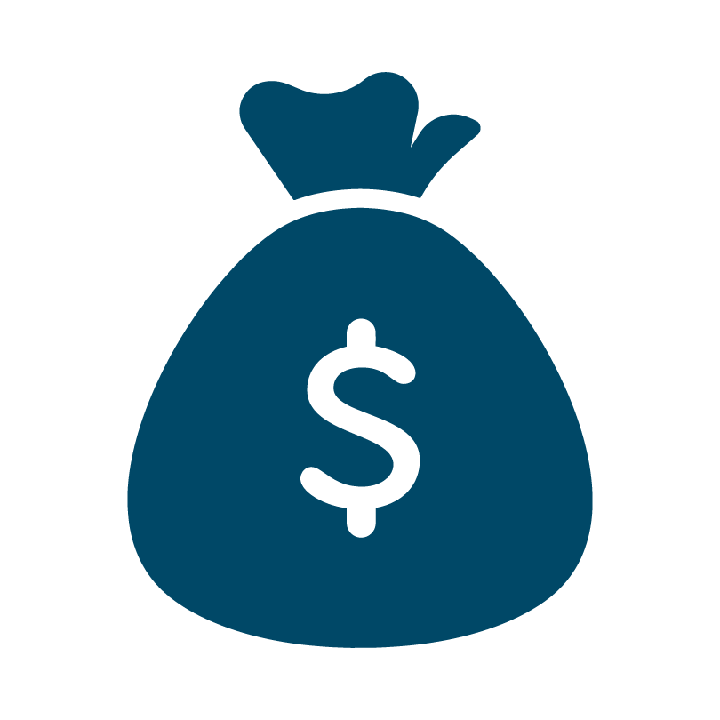 blue icon of a bag of cash