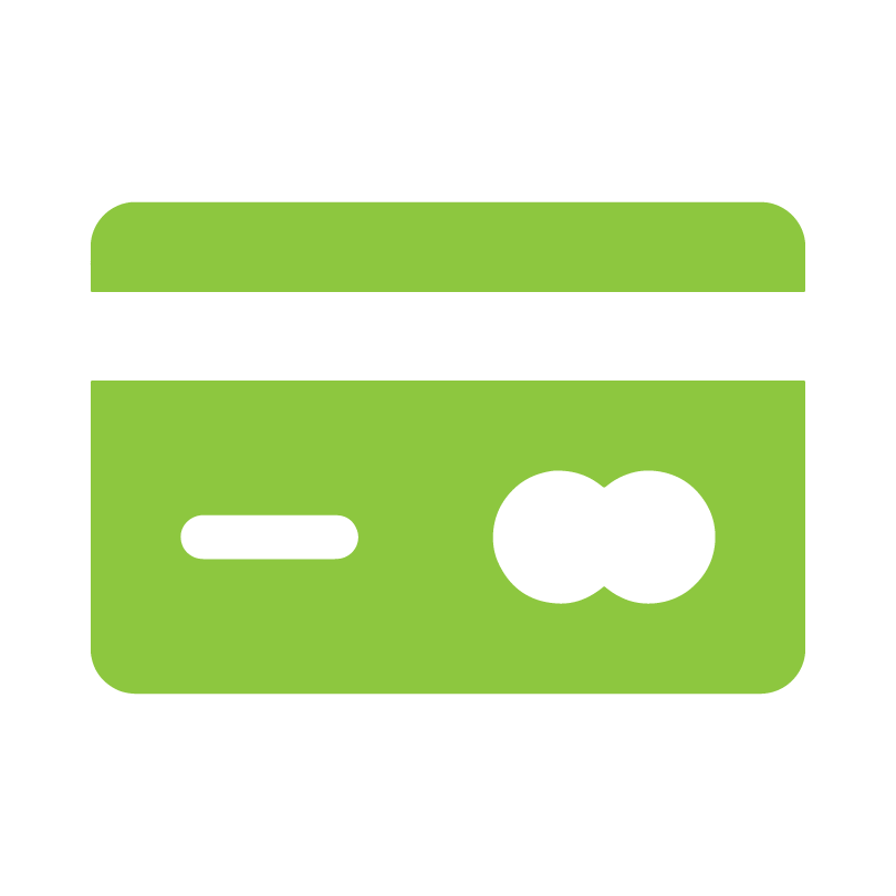 green icon of a debit card