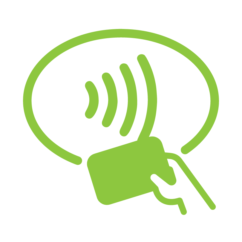 green icon of tap to pay logo