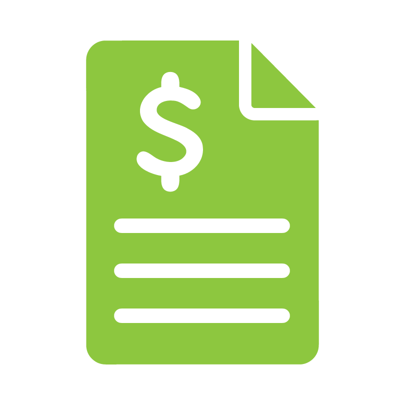 green icon of a paper bill