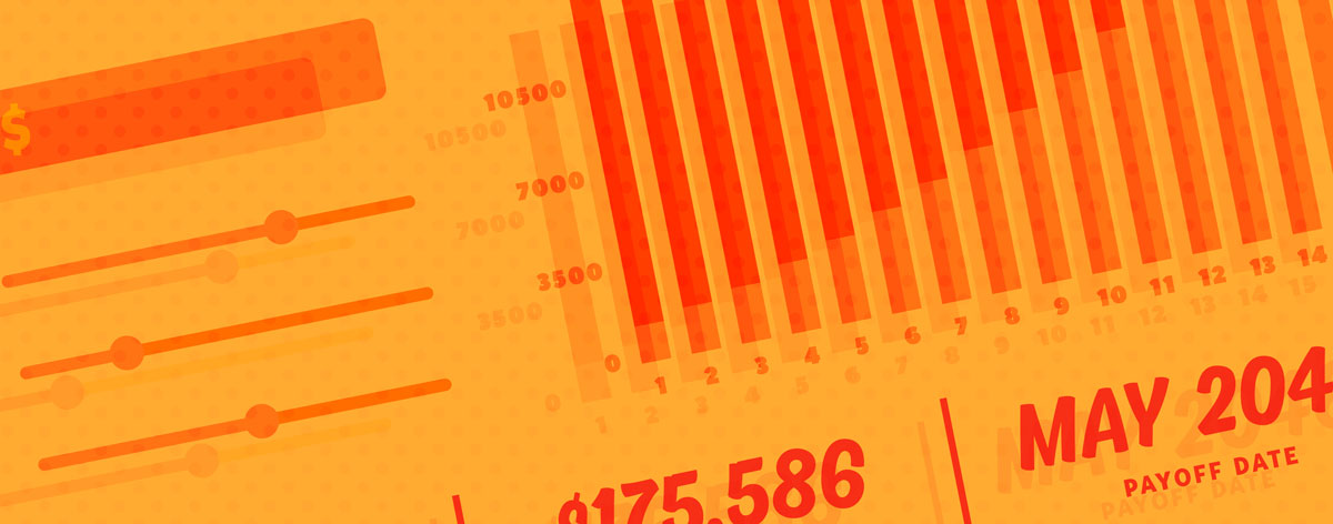 stylized close-up graphic of online calculator