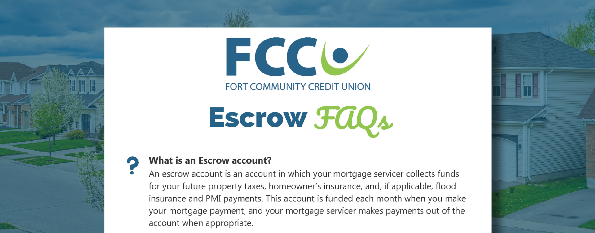 Screenshot of Escrow FAQs handout