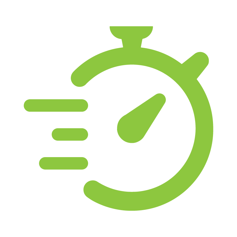 green icon of a stopwatch