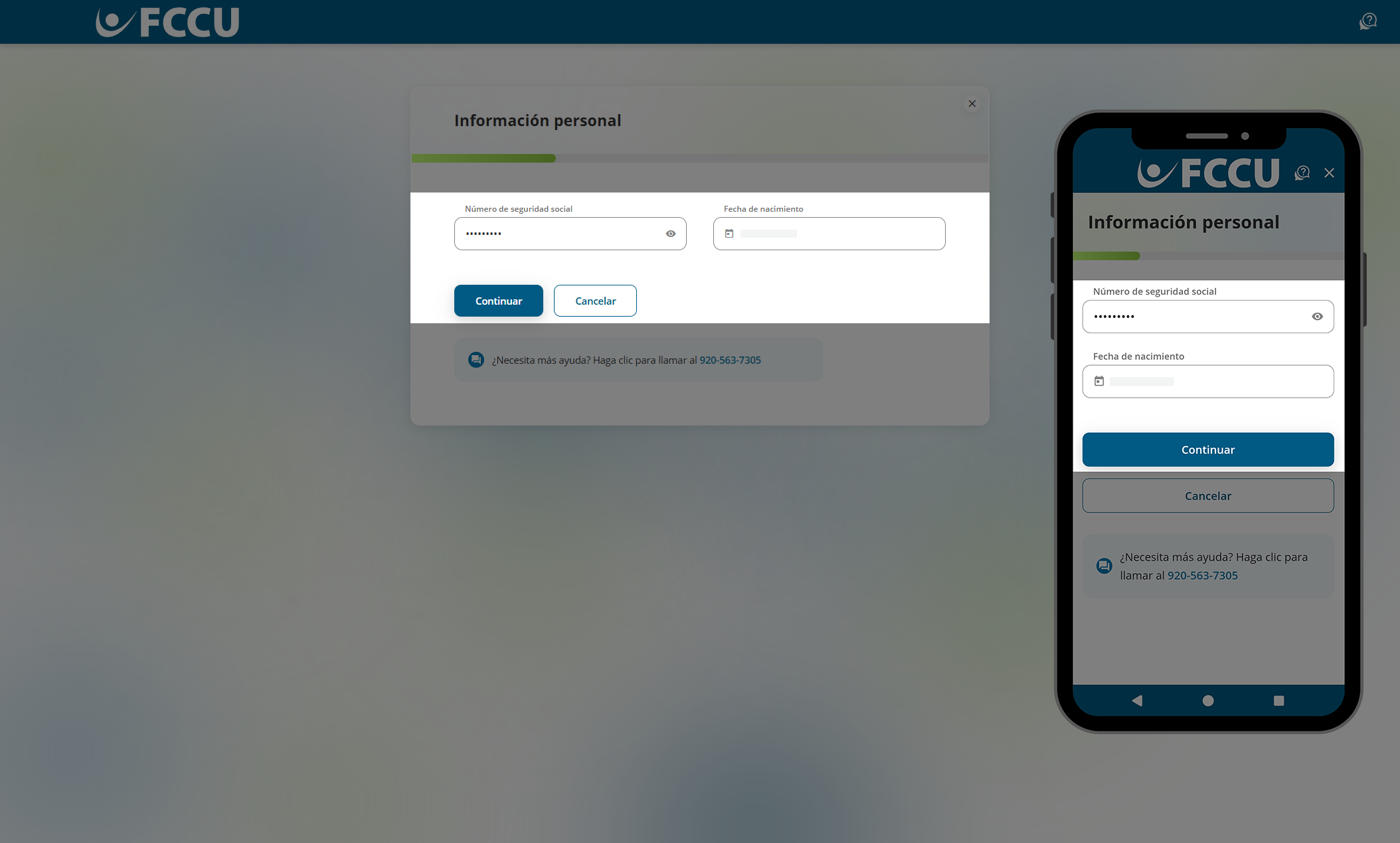 Captura de pantalla de la página 'Información personal' de la banca digital.