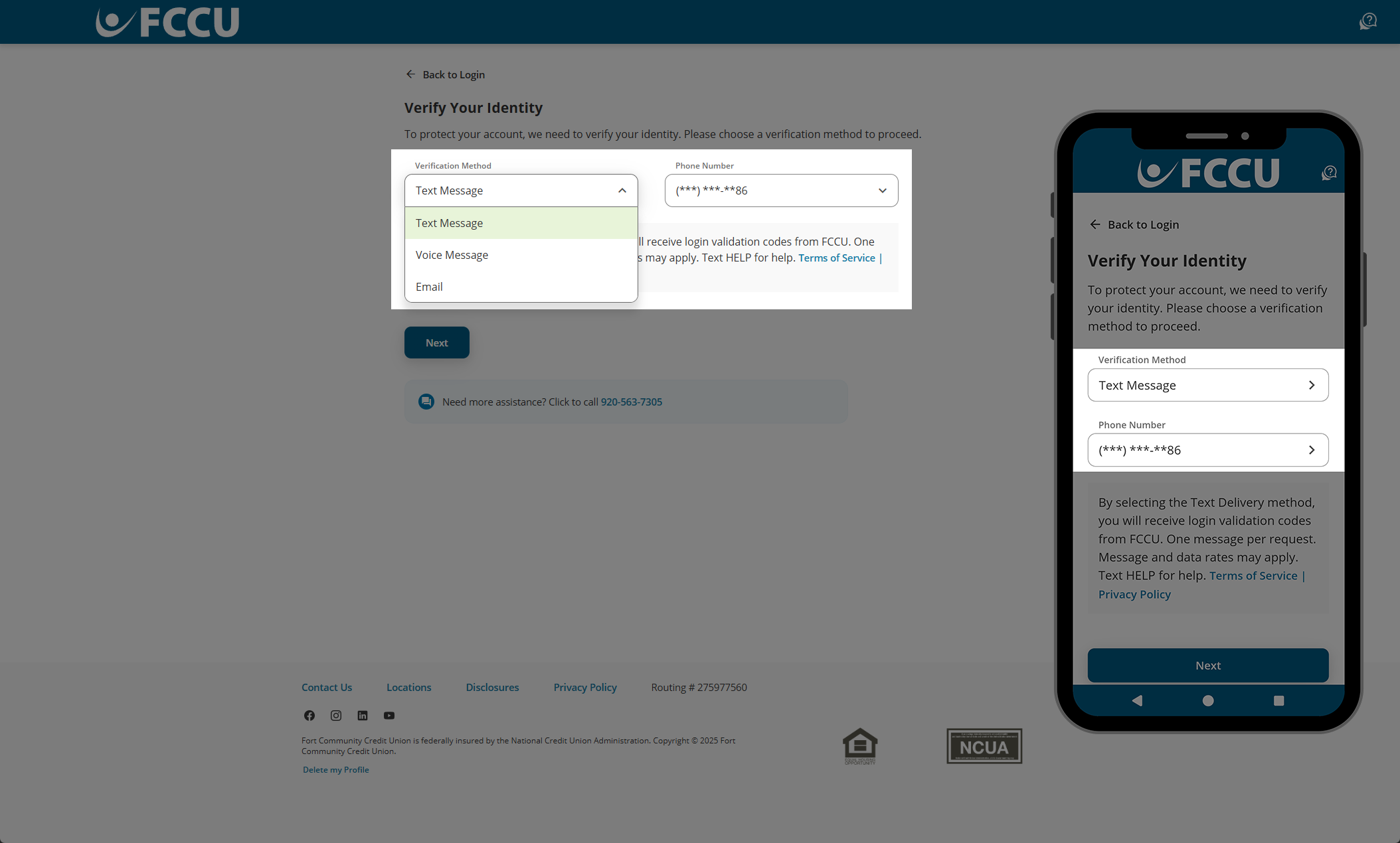 Screenshot of digital banking Authenticate page.