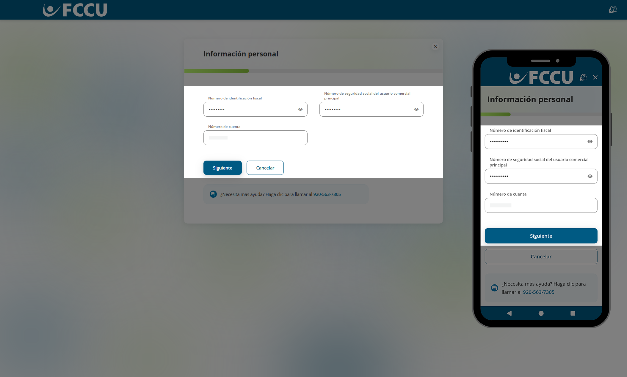 Captura de pantalla de la página 'Información personal' de la banca digital.