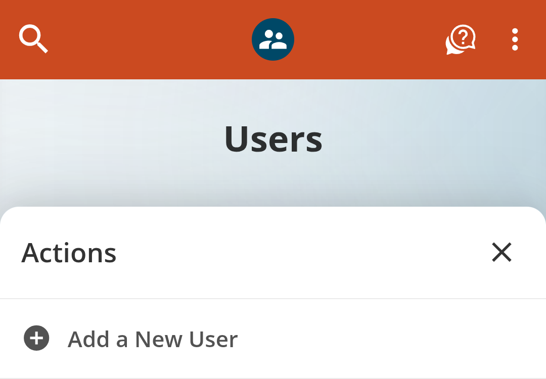 Screenshot of Users screen on FCCU Mobile App.