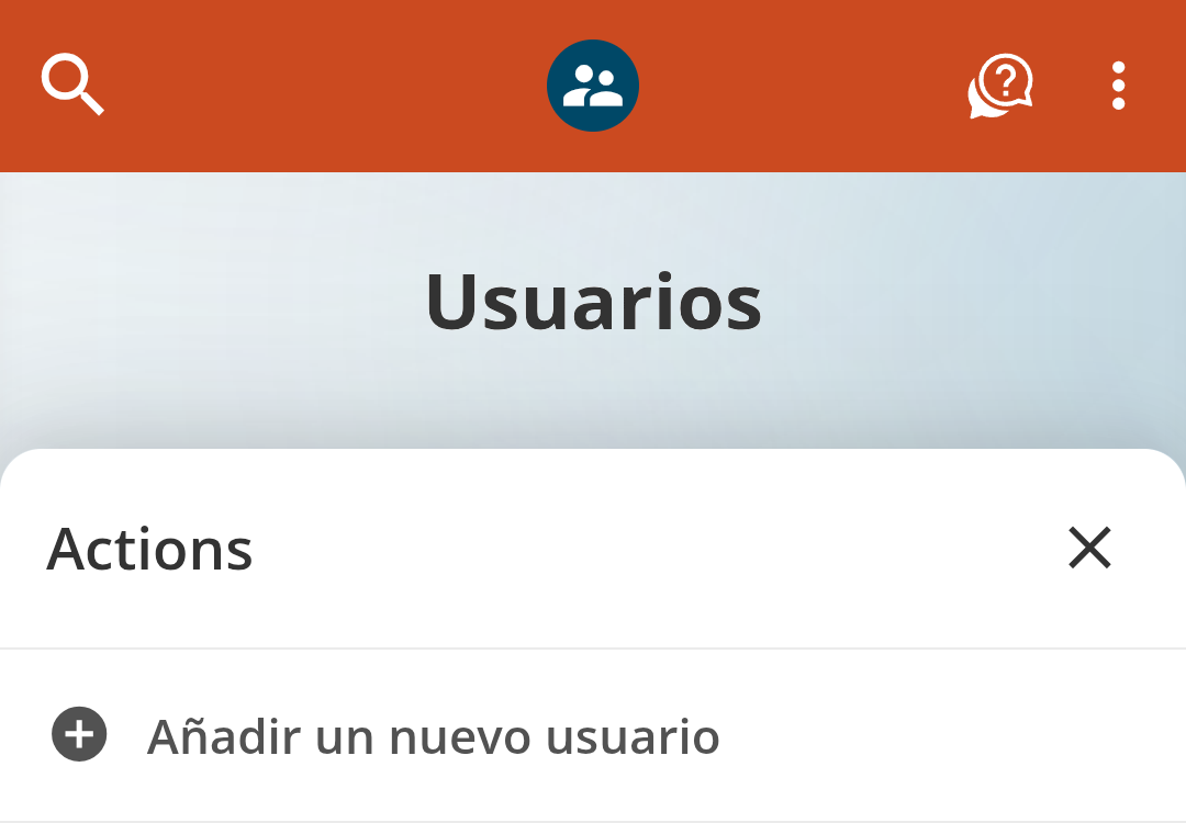 Captura de pantalla de la pantalla de usuarios en la aplicación móvil de FCCU.