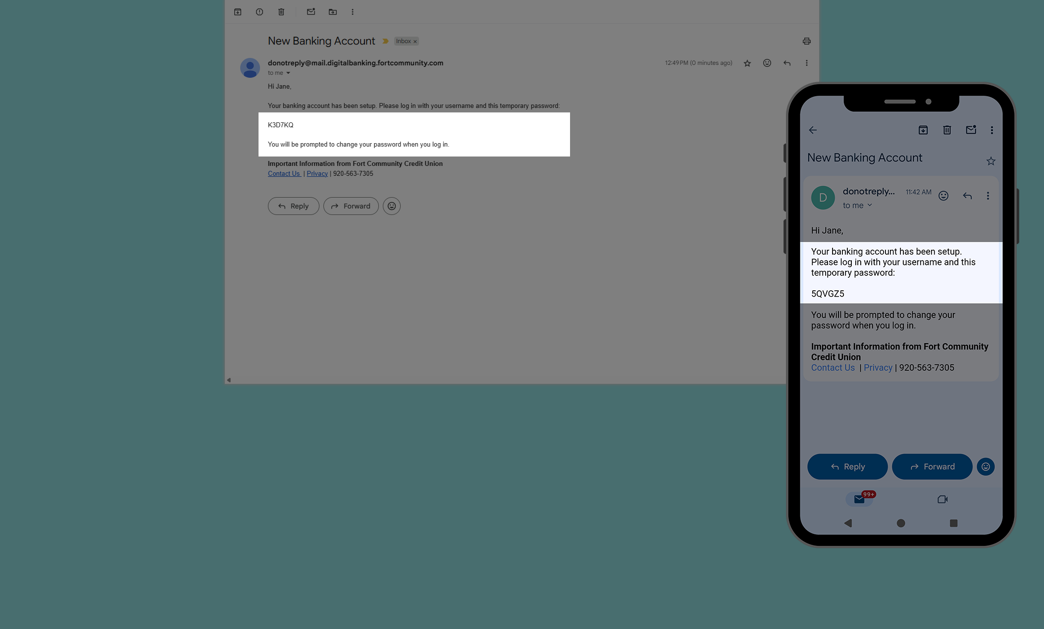 Screenshot of email message.