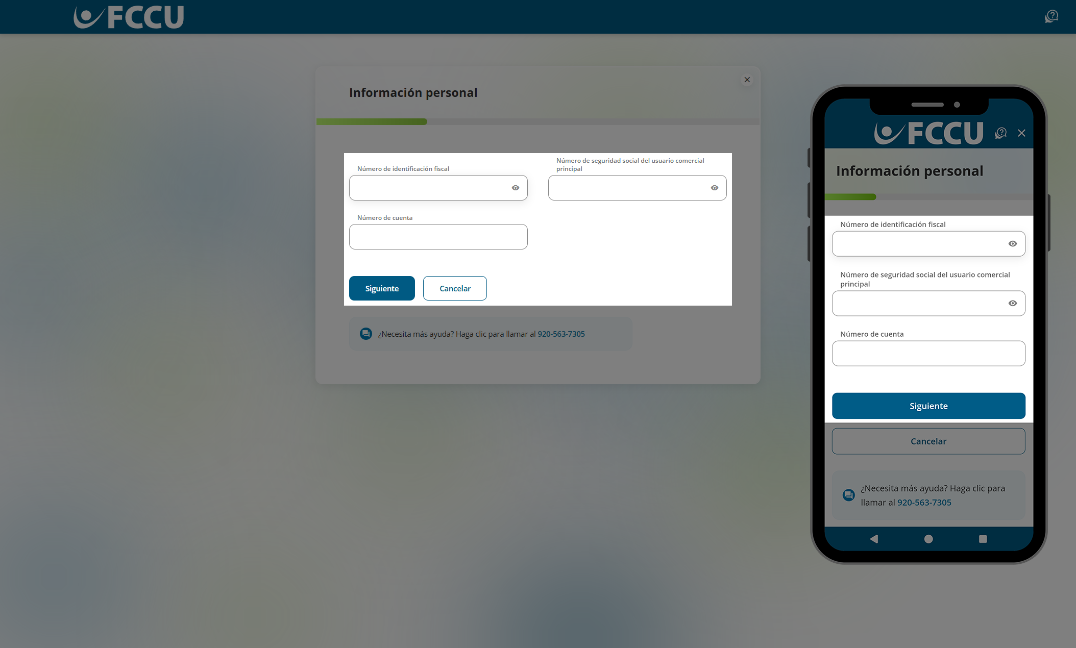 Captura de pantalla de la página 'Información personal' de la banca digital.