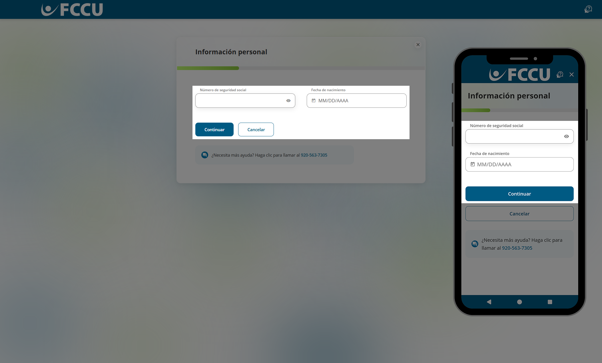 Captura de pantalla de la página 'Información personal' de la banca digital.