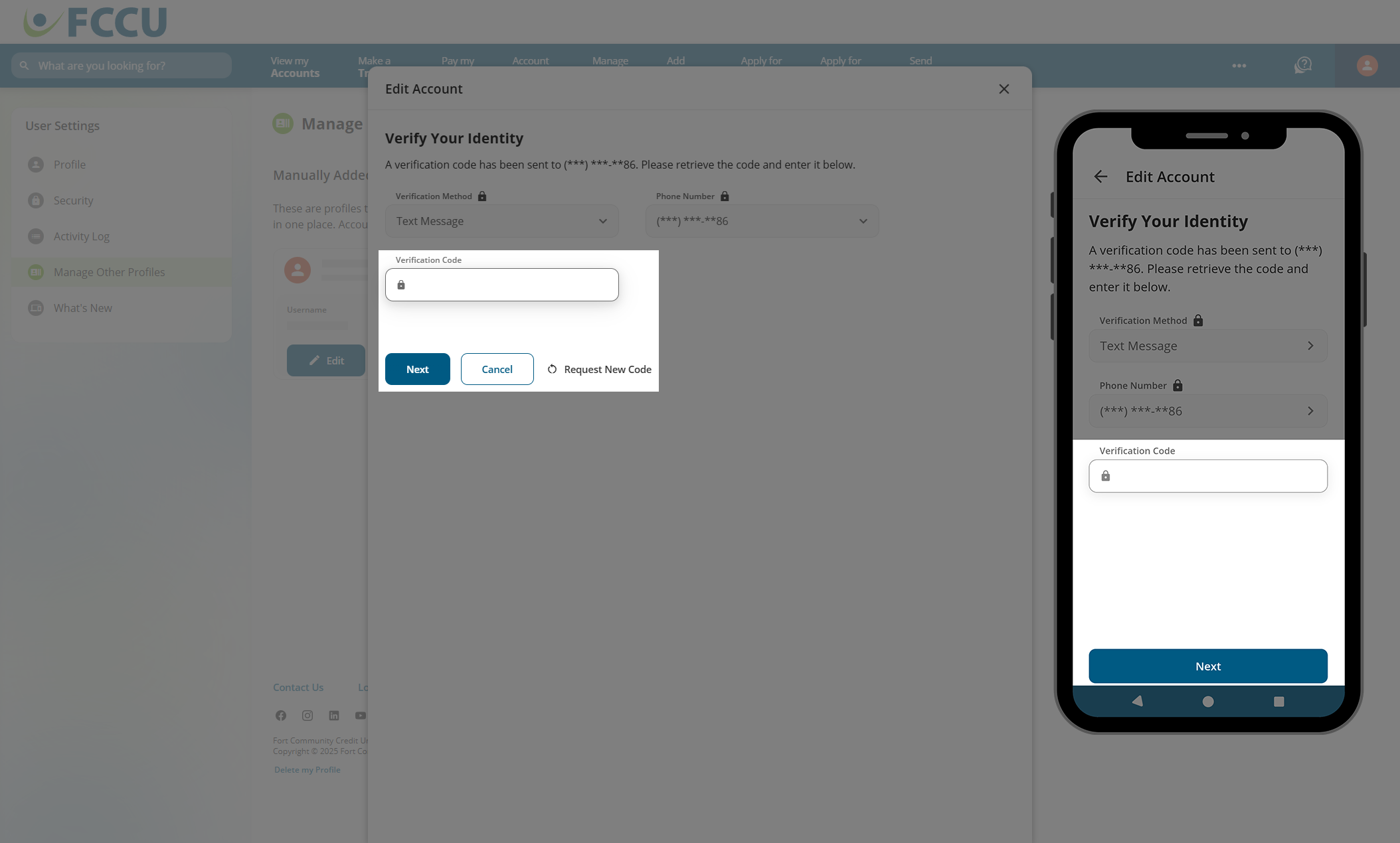 Screenshot of digital banking account 'Edit Account' page.