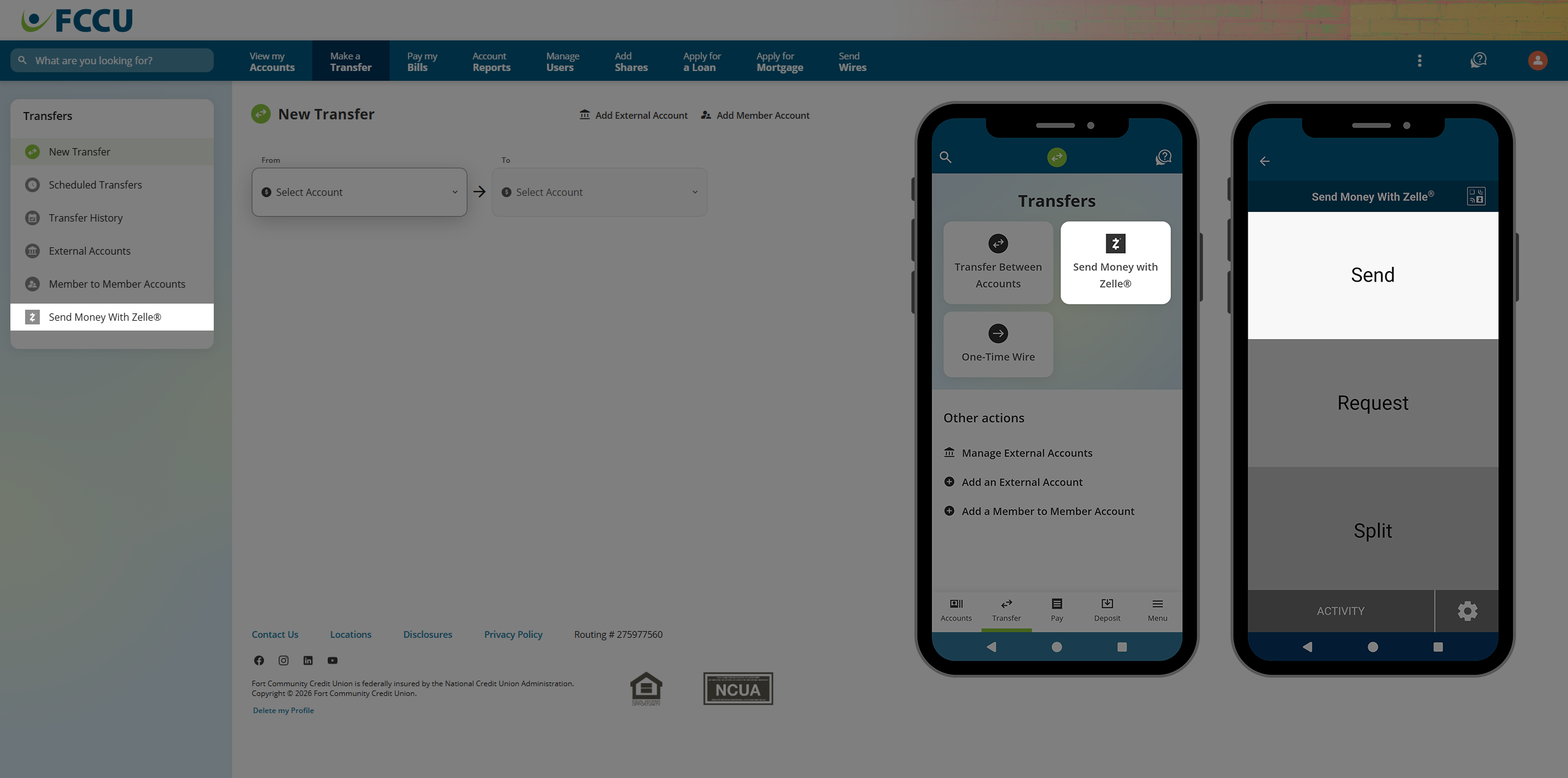 Screenshot of digital banking 'New Transfer' page.